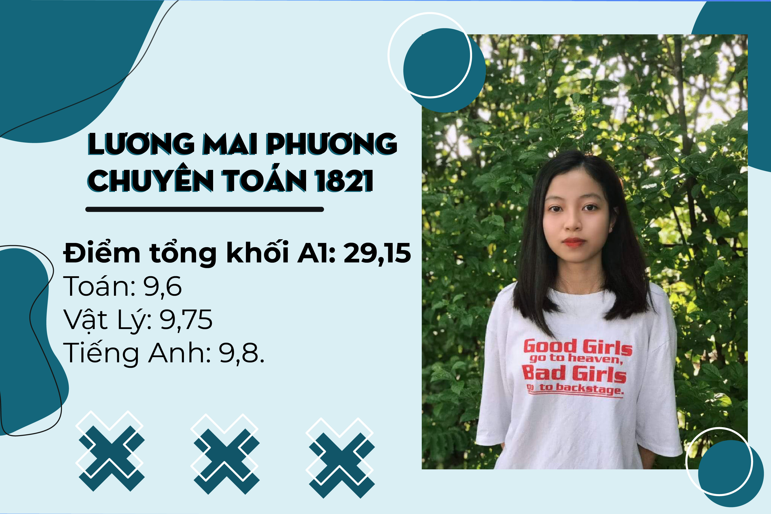 Lương Mai Phương (chuyên Toán 18-21) - Thủ khoa khối A1 toàn trường kỳ thi tốt nghiệp THPT năm 2020-2021